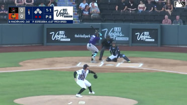 Vimael Machín homers (7) on a fly ball to left center field.