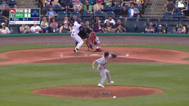 Andy Perez homers (3) on a fly ball to right field.