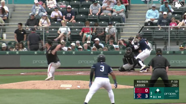 Brock Rodden homers (14) on a fly ball to left field. Michael Arroyo scores.