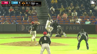 Jake Fox doubles (9) on a line drive to left fielder Lisbel Diaz. Bennett Thompson scores. Luke Hill to 3rd.