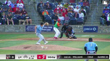 Jordan Williams triples (2) on a line drive to center fielder Paulino Santana.