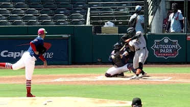 Christian Franklin singles and steals a base