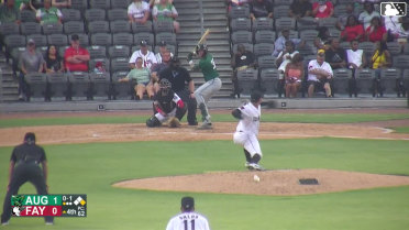 Nick Montgomery doubles (5) on a line drive to left fielder Jadyn Fielder. Juan Mateo scores.
