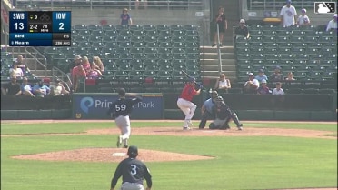 Ethan Hearn homers (1) on a fly ball to right field.