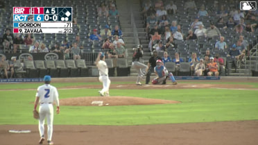 Samuel Zavala doubles (12) on a sharp fly ball to center fielder Anthony Scull. Ryan Burrowes scores.