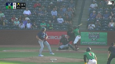 Yordany De Los Santos doubles (9) on a sharp line drive to left fielder Elijah Nunez. Jesus Castillo scores.