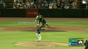Peyton Stovall doubles (8) on a ground ball to right fielder Jackson Strong. Alfredo Alcantara scores.