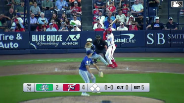 Raylin Heredia homers (12) on a fly ball to left center field.