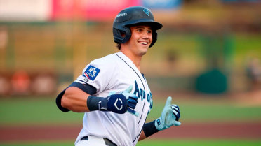 Luke Stevenson homers (15) on a fly ball to right field.