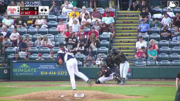 E.J. Exposito out on a sacrifice fly to right fielder Ivan Brethowr. Woody Hadeen scores.