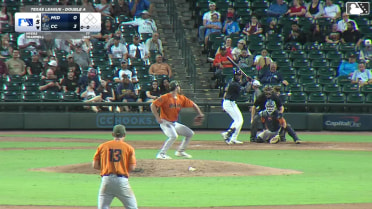 Taylor Trammell homers (1) on a fly ball to right field.