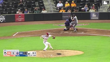 Kyle Farmer singles on a ground ball to center fielder Andy Garriola. Patrick Clohisy scores.