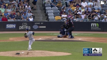 Aaron Sabato homers (18) on a fly ball to left center field.