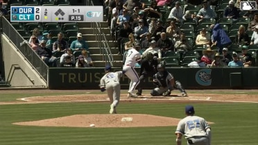 Jacob Gonzalez homers (1) on a fly ball to center field.