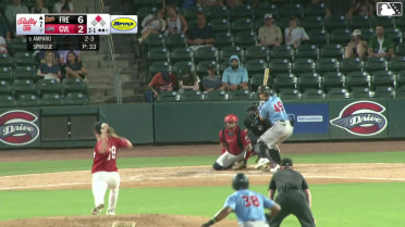 Edwin Amparo singles on a line drive to center fielder Isaiah Jackson. Leandro Arias scores.
