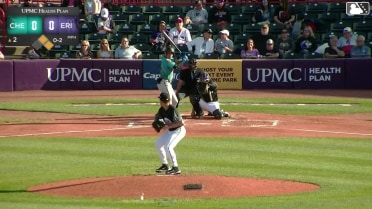 Frederick Bencosme doubles (9) on a line drive to left fielder Seth Stephenson. Griff O'Ferrall scores. Adam Retzbach to 3rd.