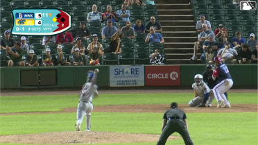 Luis Caicuto doubles (9) on a fly ball to right fielder Yohairo Cuevas. Daunte Stuart scores.