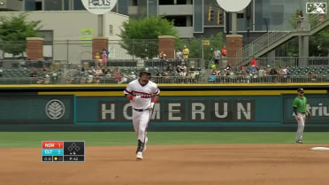 Carlos Perez swats a two-run home run to left field