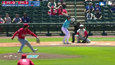 Jack Pineda homers (1) on a fly ball to center field.