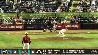 Matthew Lugo triples (1) on a sharp line drive to right fielder Fenwick Trimble.