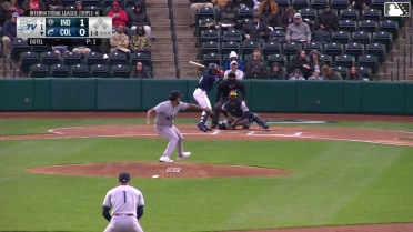 Kahlil Watson homers (1) on a fly ball to center field.