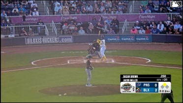 Dasan Brown singles on a ground ball to center fielder Dillon Lewis. Darrien Miller scores.