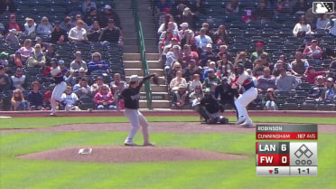 Jake Cunningham homers (1) on a fly ball to left center field.