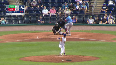 Jackson Hornung singles on a line drive to center fielder Conner Capel. Victor Arias scores. Cutter Coffey to 2nd.