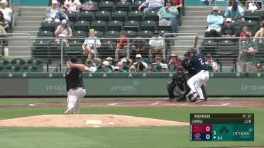 Leo Rivas homers (1) on a fly ball to left field.