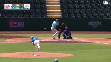 Lucas Spence homers (5) on a fly ball to center field.