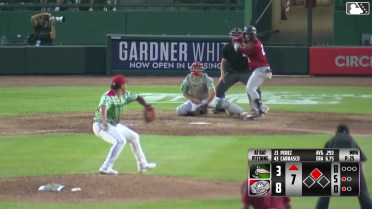 Nico Perez triples (4) on a line drive to right fielder Pedro Pineda. Chase Adkison scores.