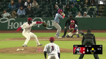 Won-Bin Cho singles on a sharp line drive to right fielder Mike Sirota. Ian Petrutz scores.