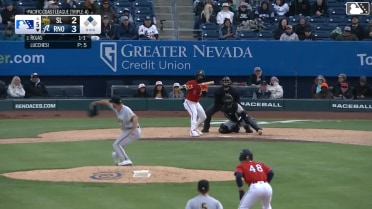 Anderdson Rojas out on a sacrifice bunt, pitcher Joey Lucchesi to first baseman Niko Kavadas. Ryan Waldschmidt to 3rd.