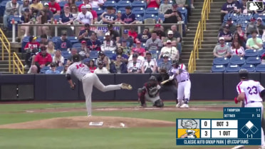 Bennett Thompson flies into a double play, center fielder Rodney Green Jr. to shortstop Ali Camarillo to catcher Carlos Franco. Luke Hill out at home.