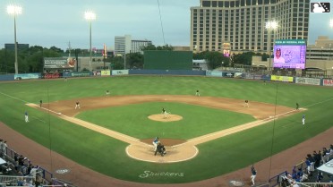 Dasan Brown homers (1) on a line drive to left center field.