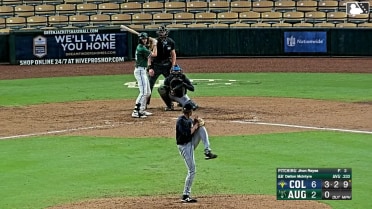 Dalton McIntyre doubles (4) on a fly ball to left fielder Henry Ramos. Nick Montgomery scores. Juan Mateo scores.