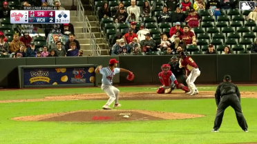 Kyle DeBarge out on a sacrifice fly to right fielder Dakota Harris. Jose Salas scores.