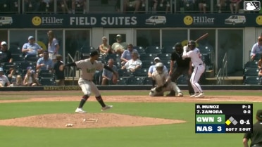 Freddy Zamora singles on a line drive to center fielder Brewer Hicklen. Luis Matos scores.