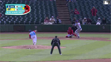 Colin Houck out on a sacrifice fly to center fielder Devin Saltiban. Corey Collins scores.