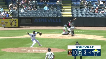 Colby Jones singles on a line drive to center fielder Justin Thomas Jr. Cody Miller scores.