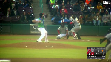 Carlos Virahonda doubles (4) on a ground ball to right fielder George Bilecki. José Mejía scores.