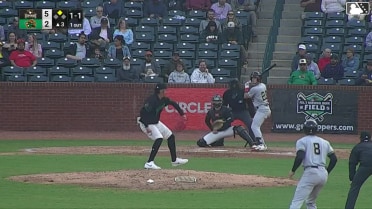 Colby Jones doubles (4) on a sharp line drive to center fielder Brian Sanchez. Dixon Williams scores.