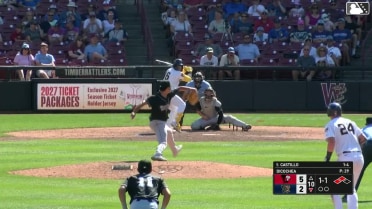 Luis Castillo doubles (18) on a ground ball to left fielder Jake Reinisch. Daniel Dickinson scores. Eric Bitonti scores.