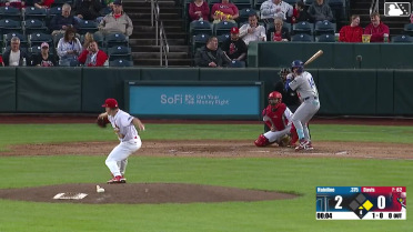 Elijah Hainline doubles (2) on a line drive to center fielder Miguel Ugueto. Zyhir Hope scores.