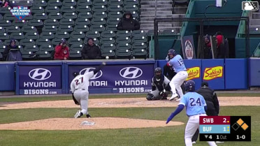 Ryan McCarty singles on a line drive to right fielder Yanquiel Fernández. Josh Rivera scores. C.J. Stubbs to 3rd. Ryan McCarty to 2nd. Throwing error by right fielder Yanquiel Fernández.