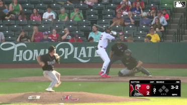 Samuel Munoz homers (1) on a fly ball to right field.