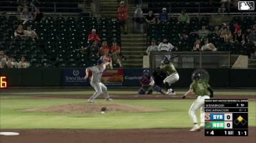 Christian Encarnacion-Strand doubles (15) on a sharp line drive to center fielder Nick Morabito. Heston Kjerstad scores.