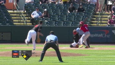 Jordan Williams out on a sacrifice fly to left fielder Stiven Martinez. Coy James scores.