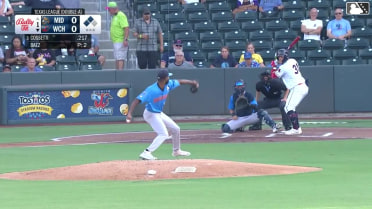Andrew Cossetti out on a sacrifice fly to left fielder Devin Taylor. Marek Houston scores.