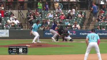 Drew Avans homers (1) on a fly ball to right field.